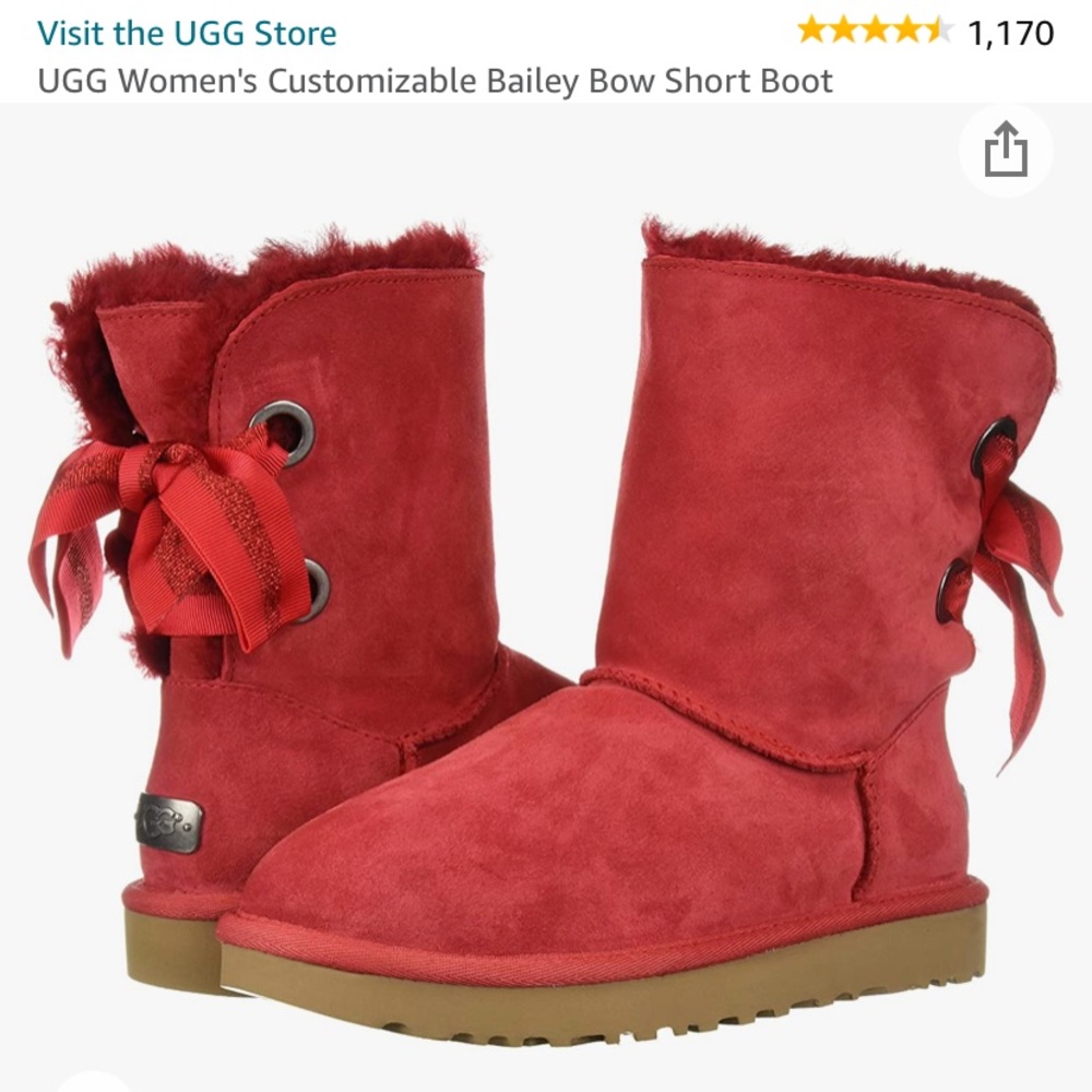 UGG Bailey Bow Customizable low boot EUC s8 rtl:$203